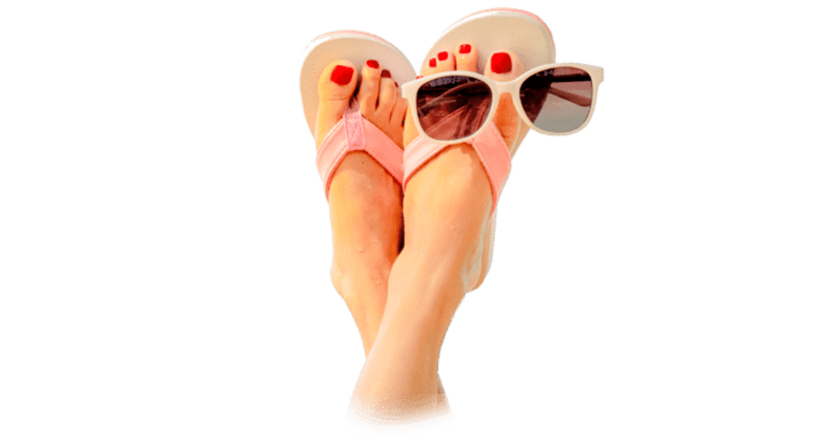 Zweetvoeten in teenslippers